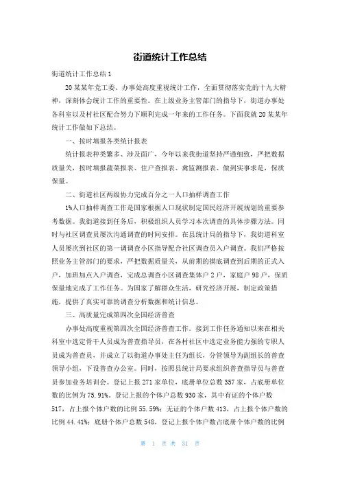 街道统计工作总结