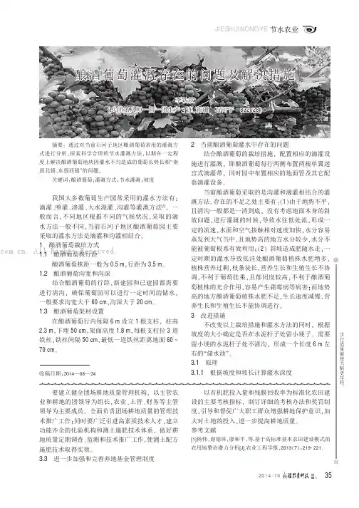 酿酒葡萄灌溉存在的问题及解决措施
