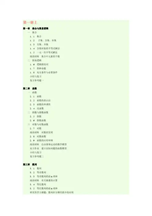 高中数学目录