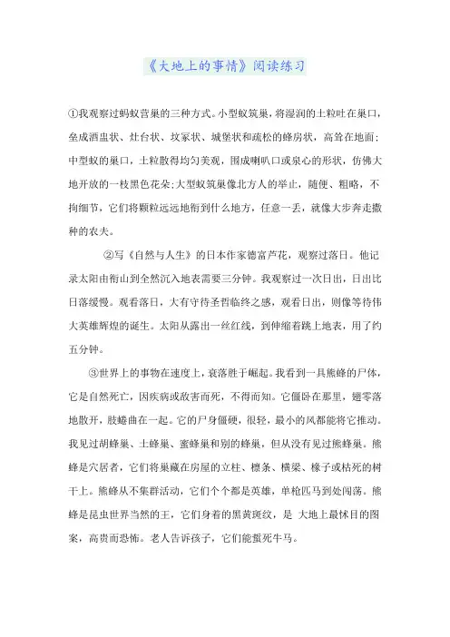 《大地上的事情》阅读练习
