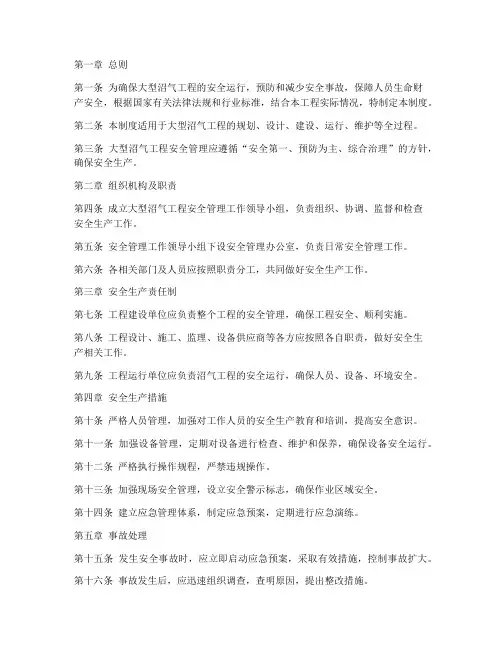 大型沼气安全管理制度范本