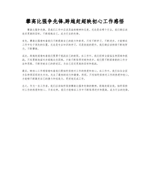 攀高比强争先锋,跨越赶超映初心工作感悟