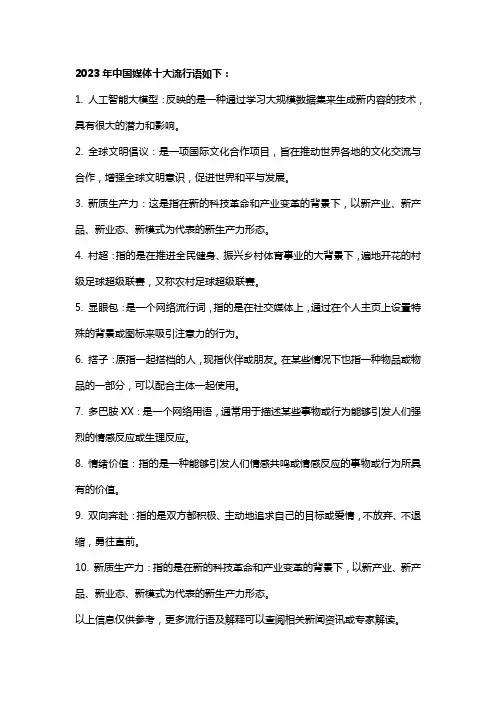 2023年度 中国媒体十大流行语