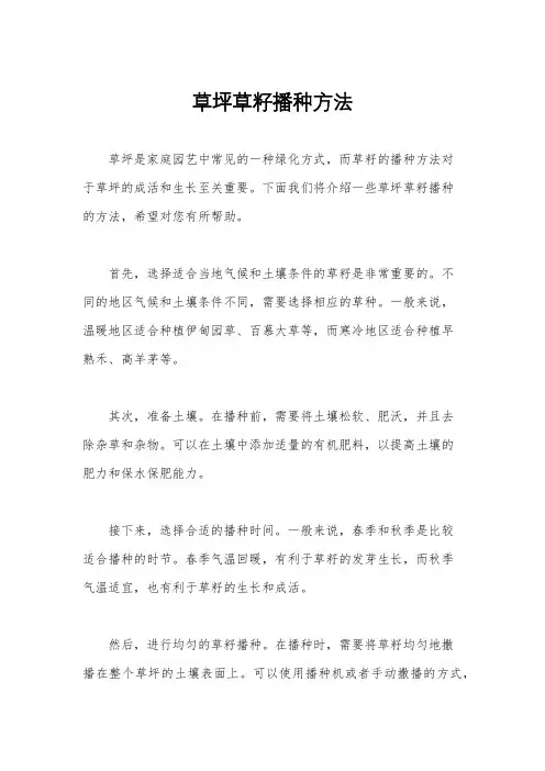 草坪草籽播种方法