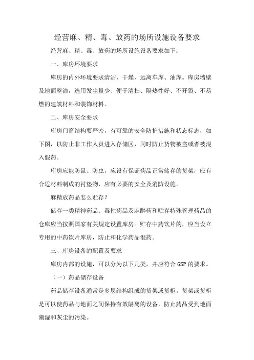 经营麻、精、毒、放药的场所设施设备要求