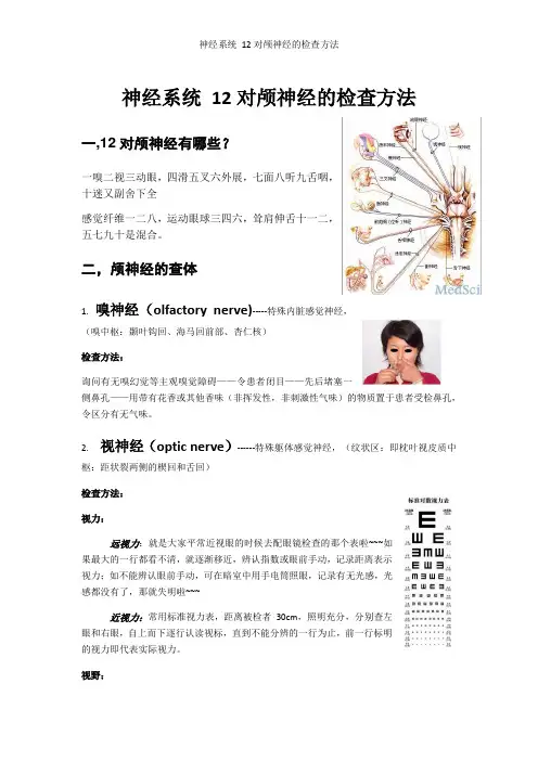神经系统 12对颅神经的检查方法