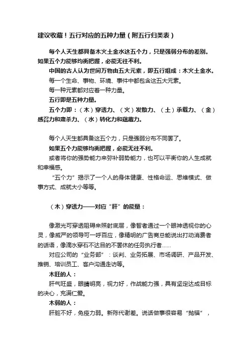 建议收藏！五行对应的五种力量（附五行归类表）