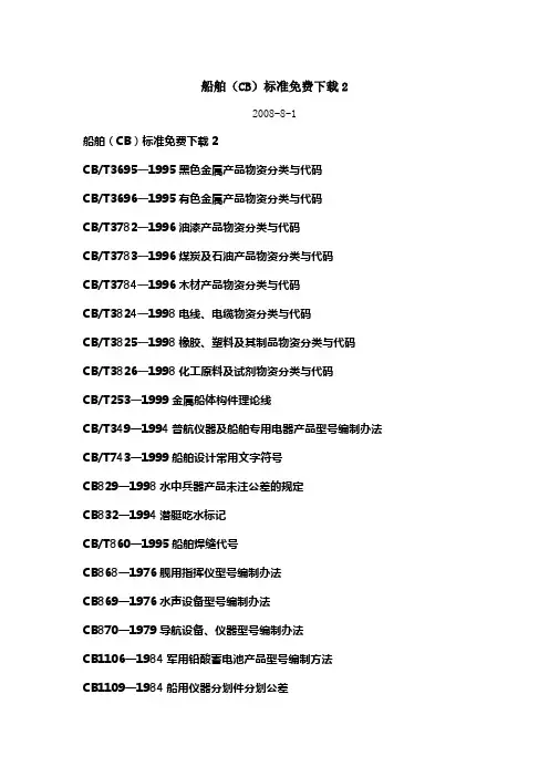 CB 船舶标准目录