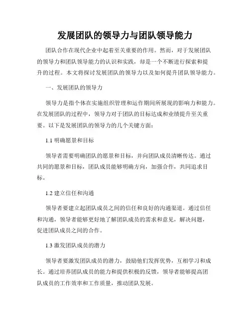 发展团队的领导力与团队领导能力