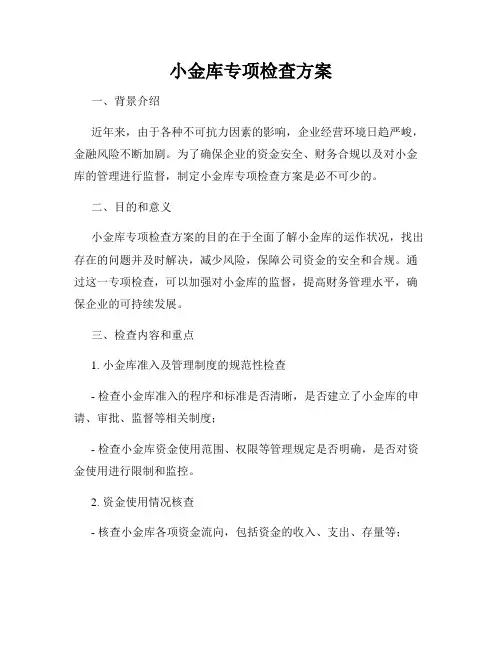 小金库专项检查方案