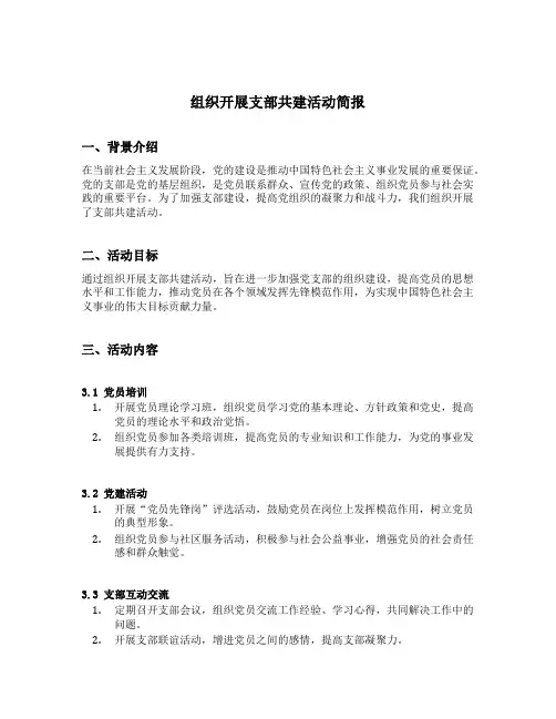 组织开展支部共建活动简报