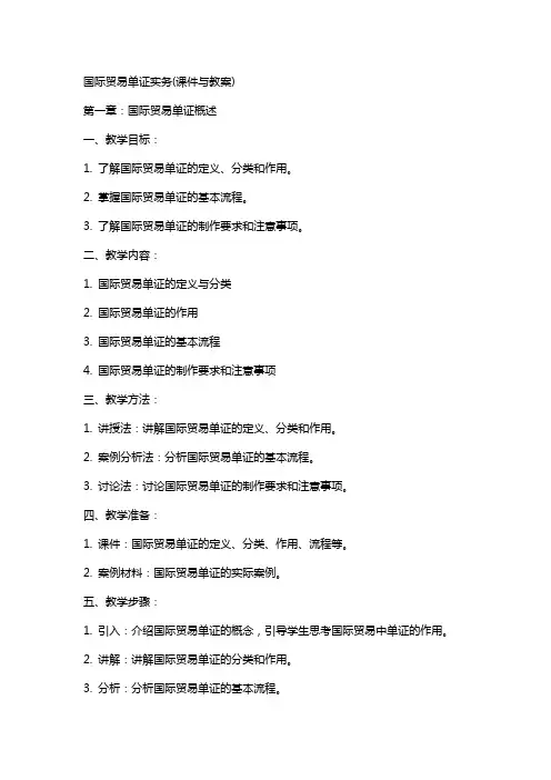 国际贸易单证实务(课件与教案)