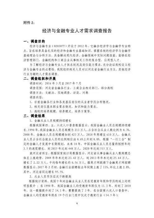 邯郸学院2017年经济与金融专业人才需求调查报告
