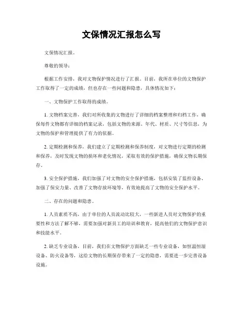 文保情况汇报怎么写