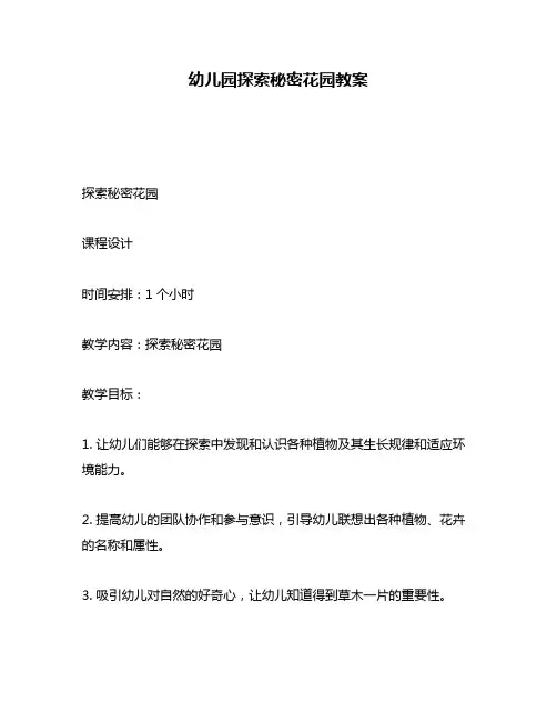 幼儿园探索秘密花园教案