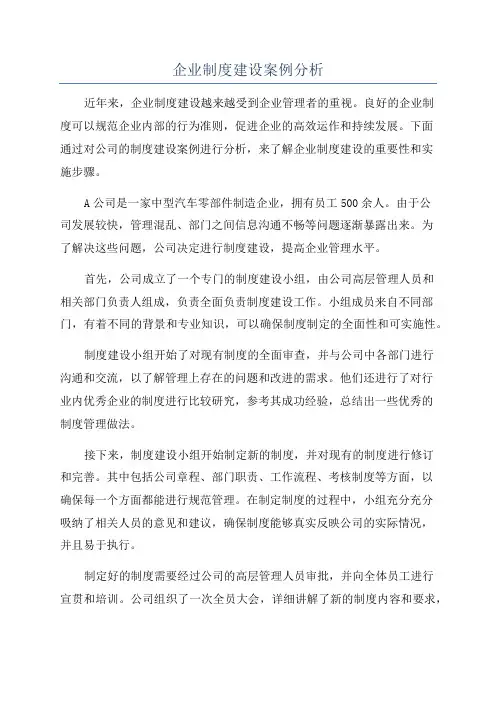企业制度建设案例分析