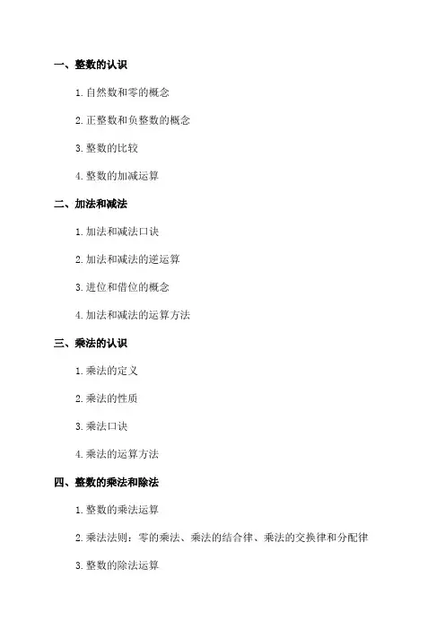 小学三年级数学知识点总结