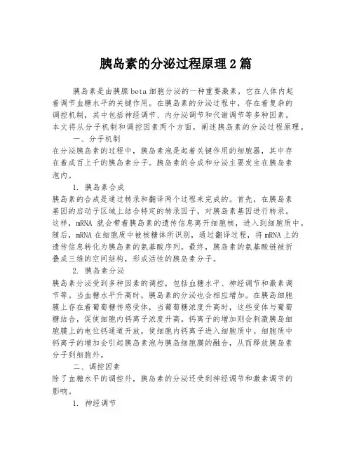 胰岛素的分泌过程原理