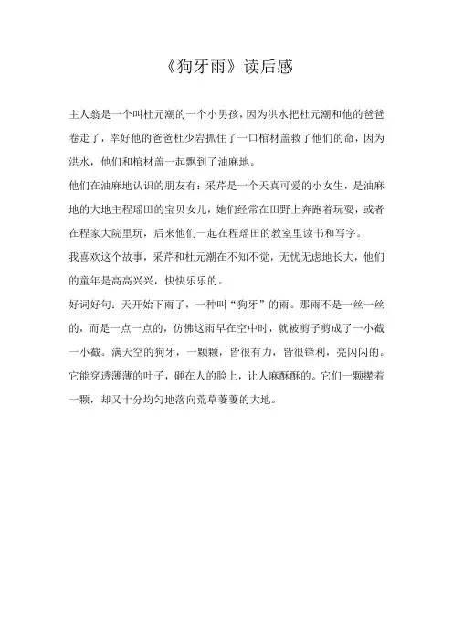 四年级读后感《狗牙雨》读后感