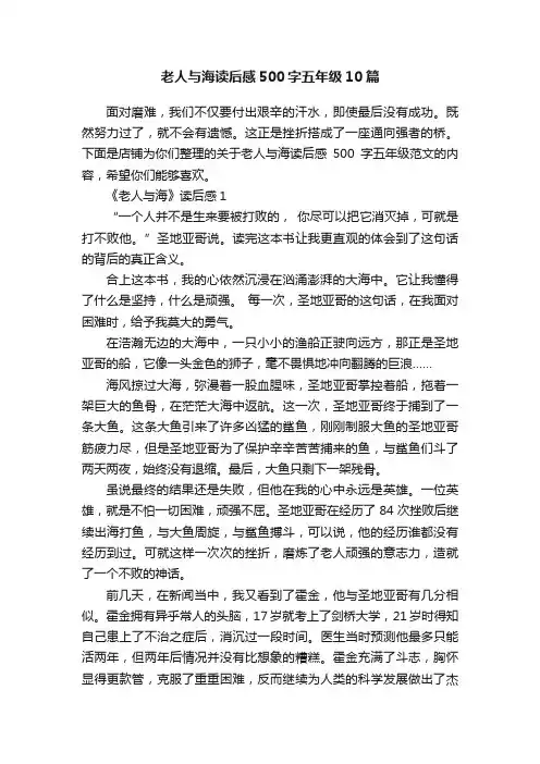 老人与海读后感500字五年级10篇