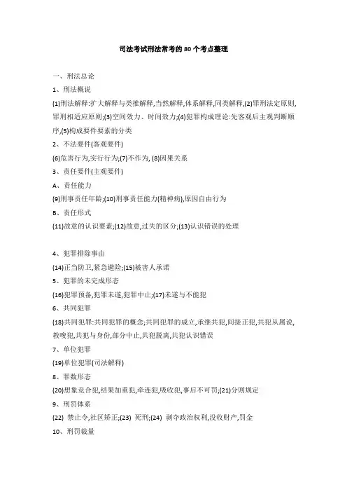 司法考试刑法常考的80个考点整理