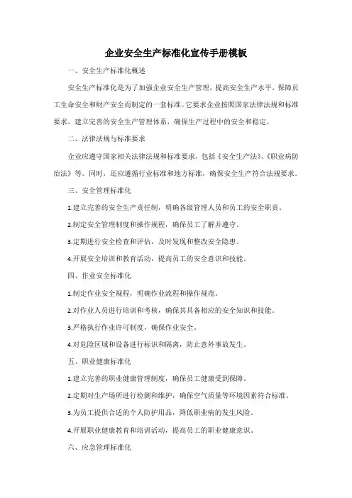 企业安全生产标准化宣传手册模板