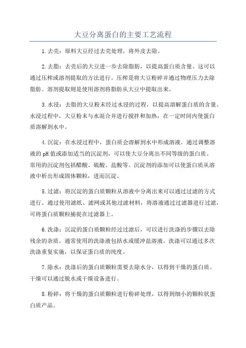 大豆分离蛋白的主要工艺流程