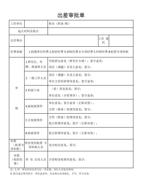 出差审批单模板