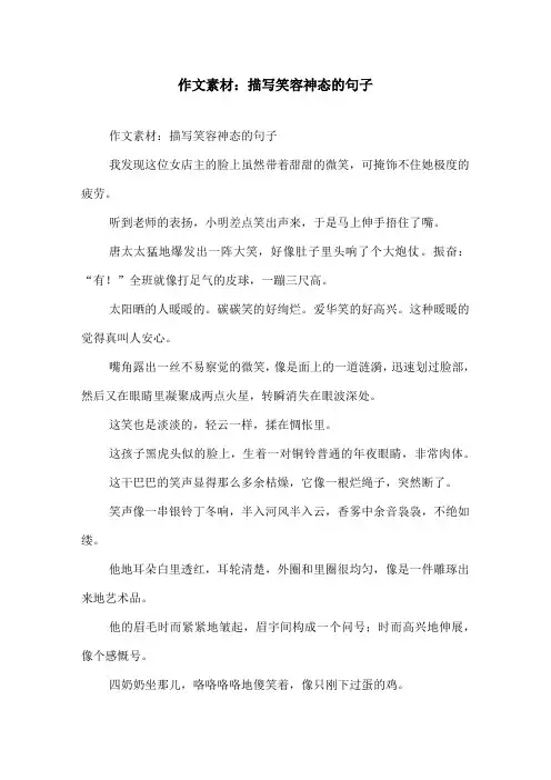 作文素材描写笑容神态的句子