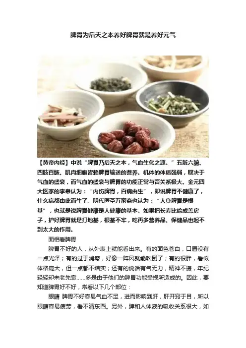 脾胃为后天之本养好脾胃就是养好元气