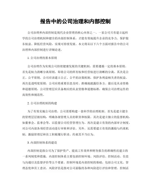 报告中的公司治理和内部控制