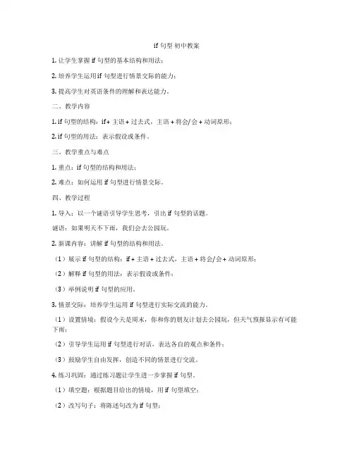 if句型 初中教案