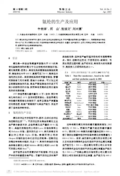氨纶的生产及应用