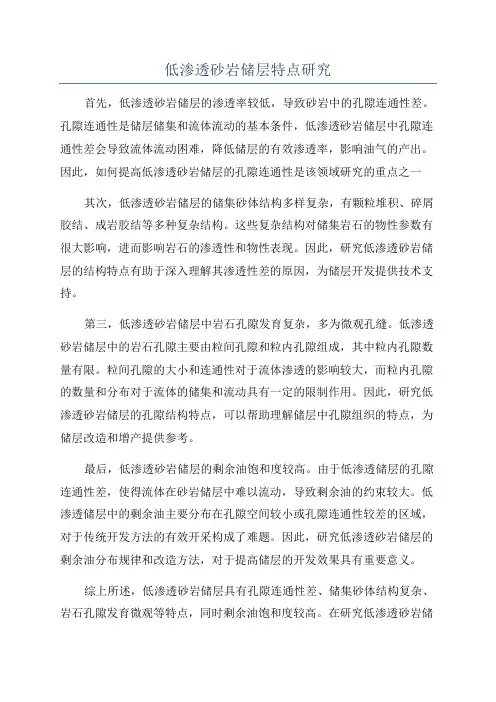 低渗透砂岩储层特点研究