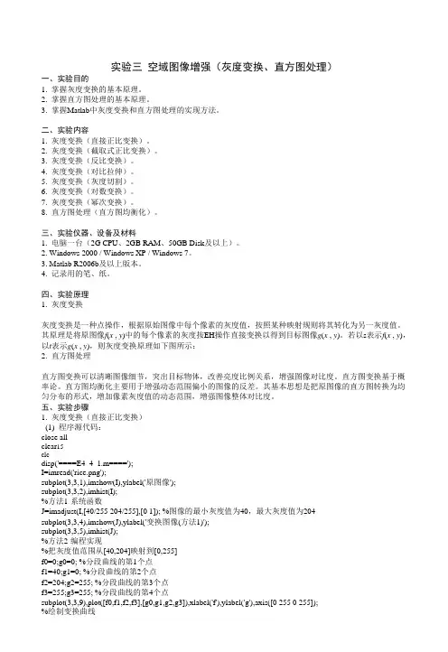 实验三 空域图像增强