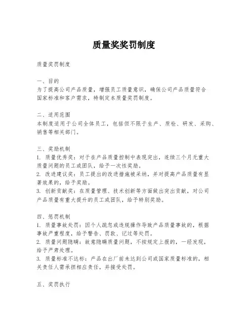 质量奖奖罚制度