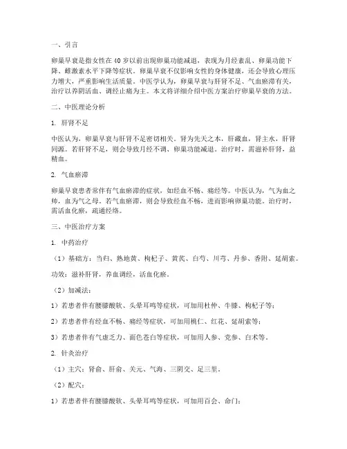 治疗卵巢早衰的中医方案