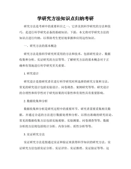 学研究方法知识点归纳考研