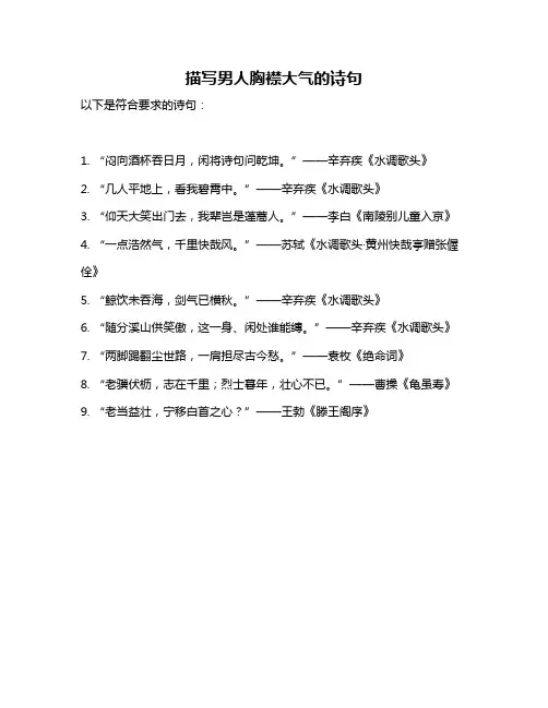 描写男人胸襟大气的诗句