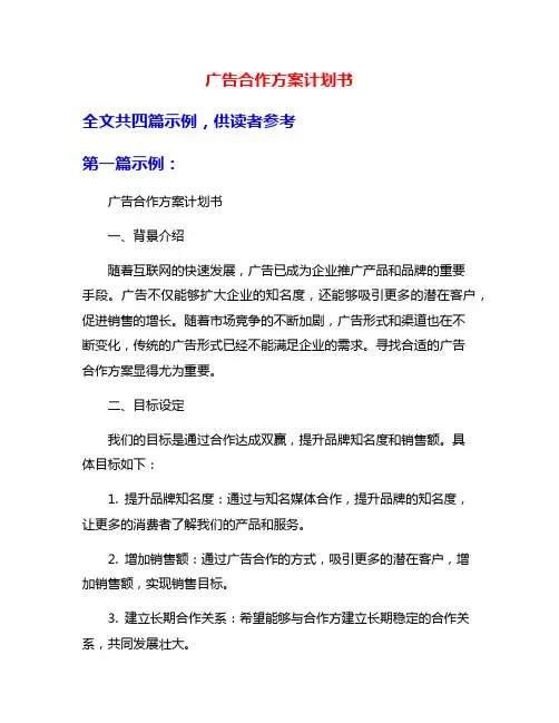 广告合作方案计划书
