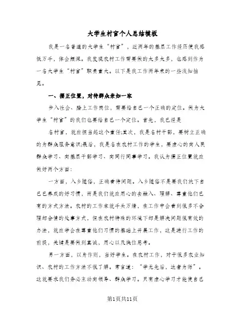 2023年大学生村官个人总结模板(四篇)