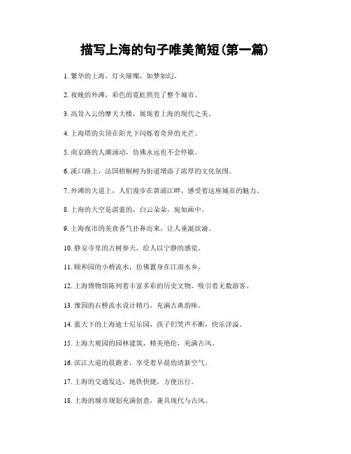 描写上海的句子唯美简短(精选合集两篇)