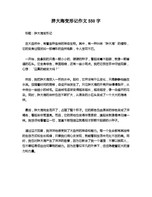 胖大海变形记作文550字