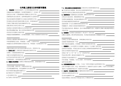 七年级语文上册诗词默写整理