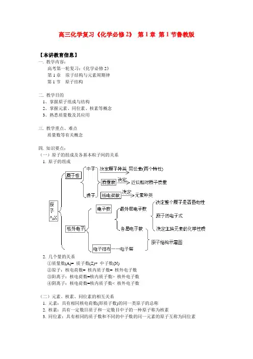 高三化学复习《化学必修2》 第1章 第1节鲁教版知识精讲.doc