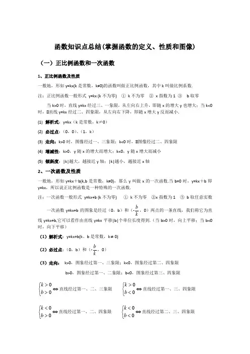 初中函数知识点总结归纳