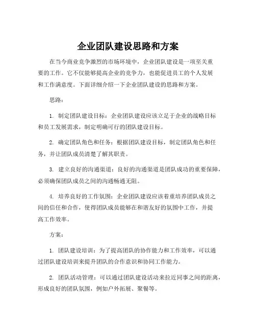 企业团队建设思路和方案