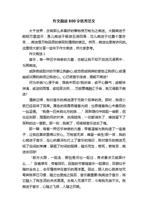 作文痴迷800字优秀范文