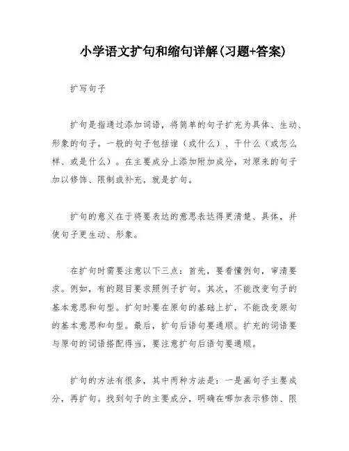小学语文扩句和缩句详解(习题+答案)