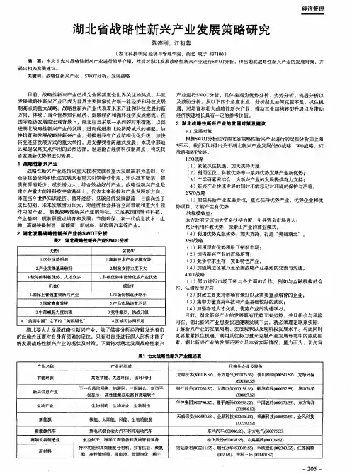 湖北省战略性新兴产业发展策略研究